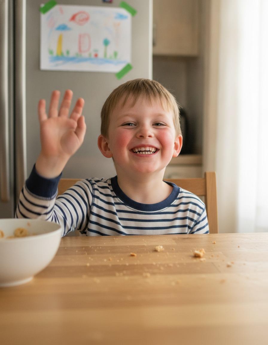 A child recording a thank-you video in Junior mode