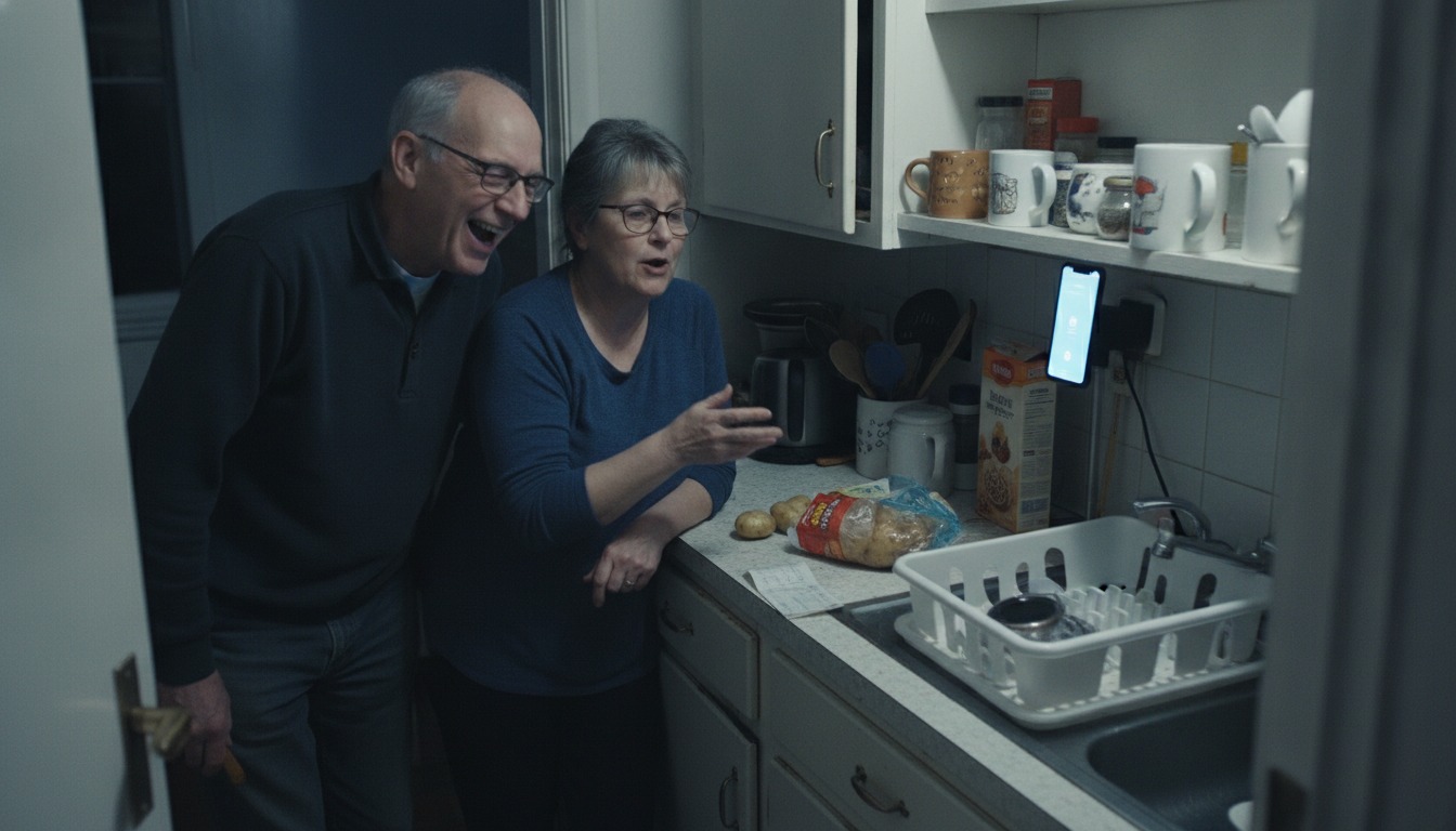 Couple reviewing their gift list at home